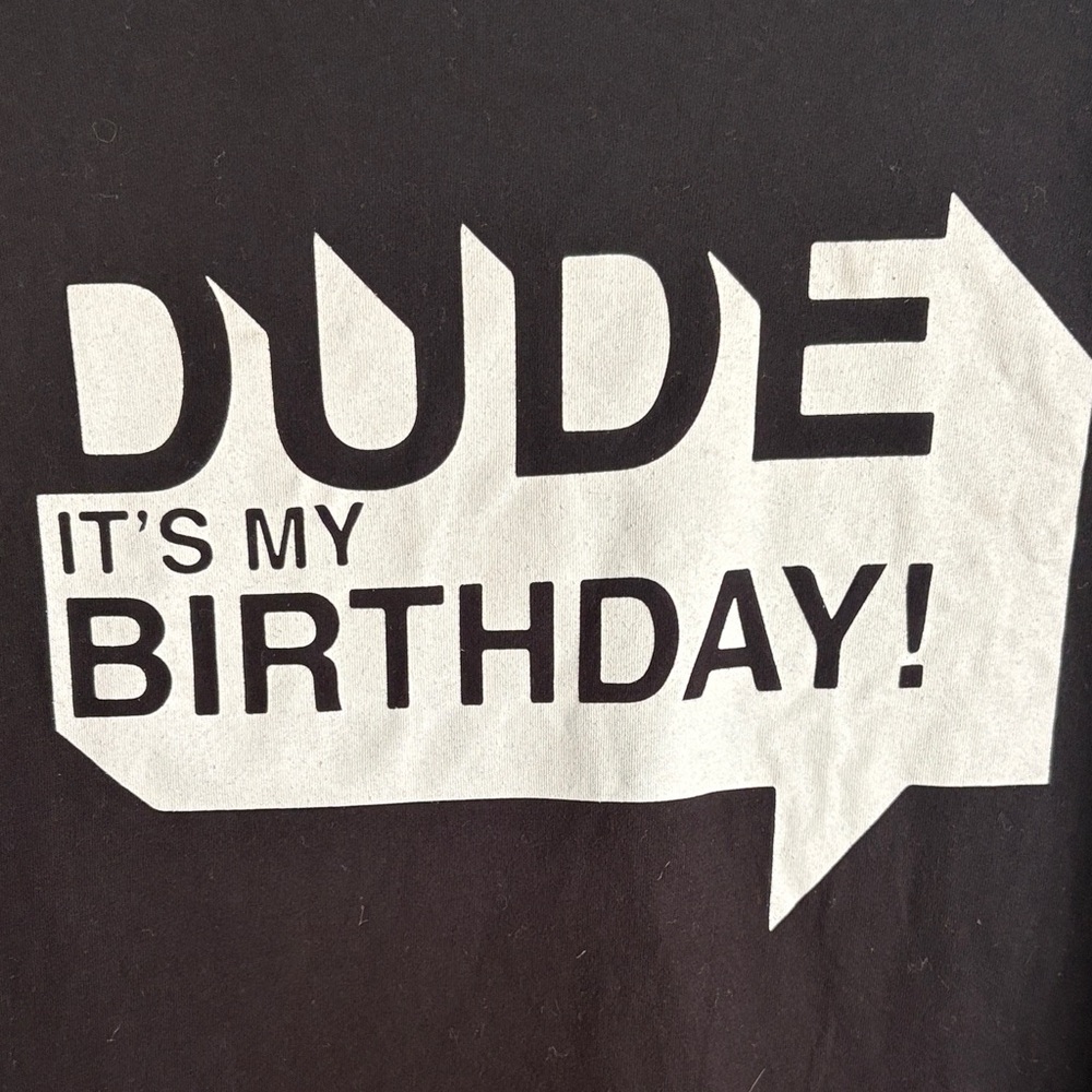 Black 'Dude It's My Birthday' T-Shirt size 14 - Picture 3 of 4